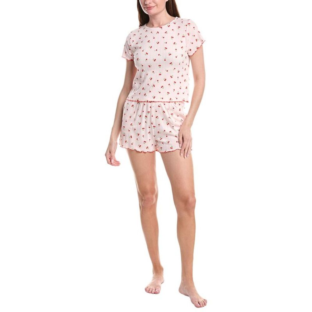 40 Winks Womens  2Pc Pajama Short Set, Pink